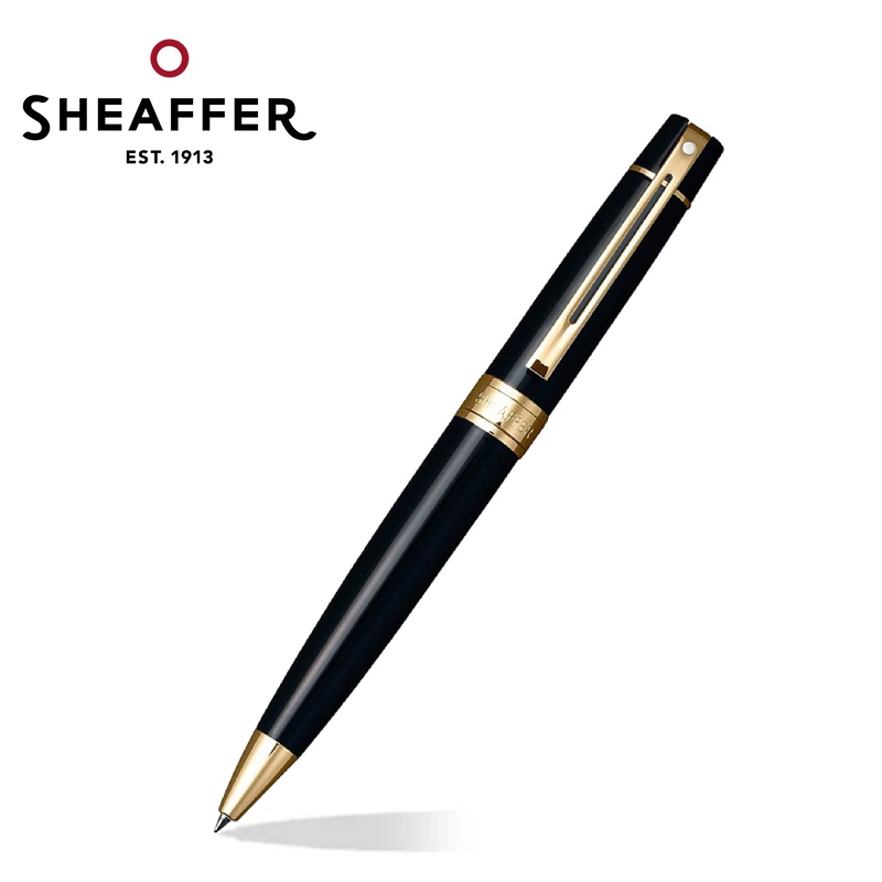 免費客製化刻字【Sheaffer】300黑桿金夾原子筆 SFE2932551✿50B003